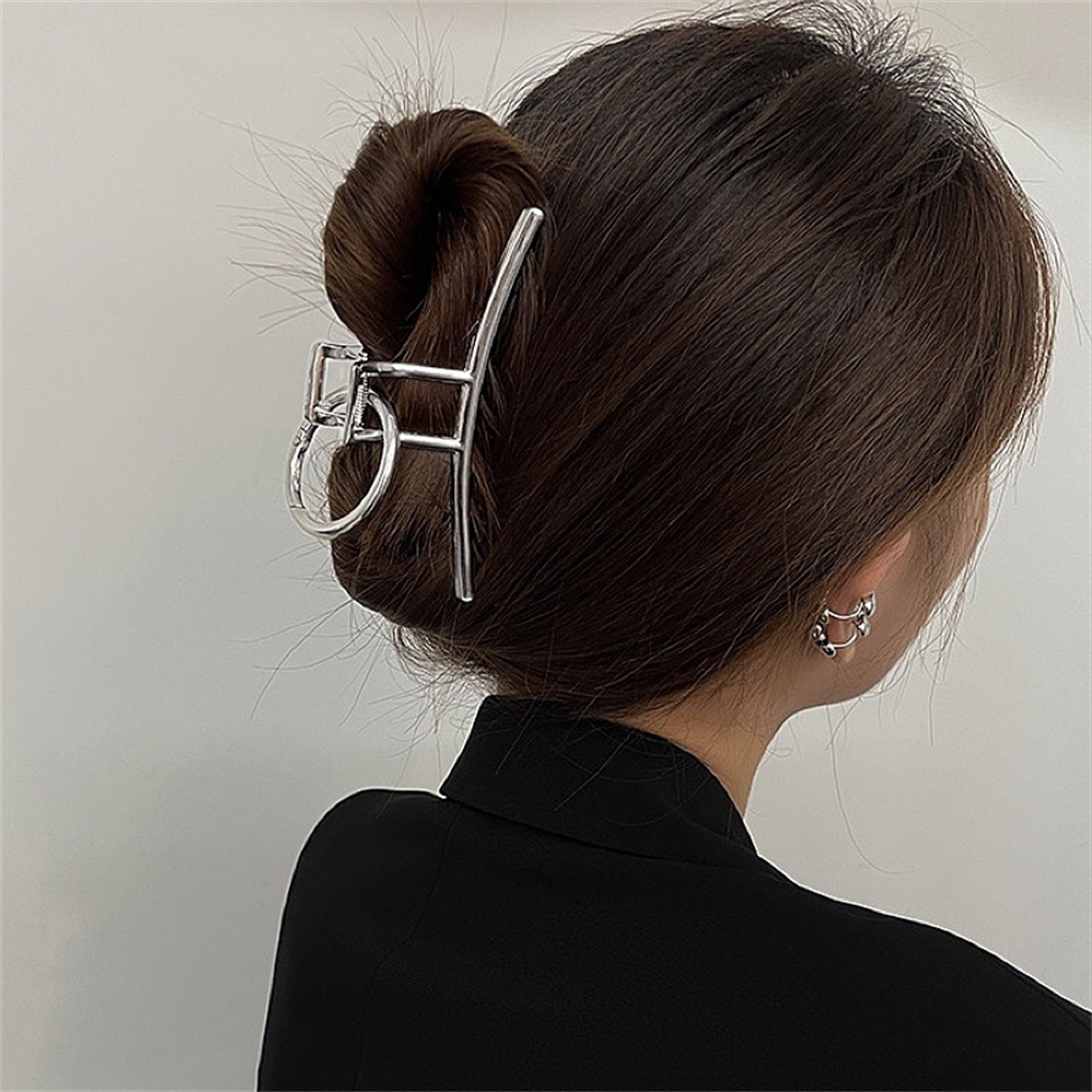 Hair Clip Claw Large - Silver Metal Large Hair Claw Clip