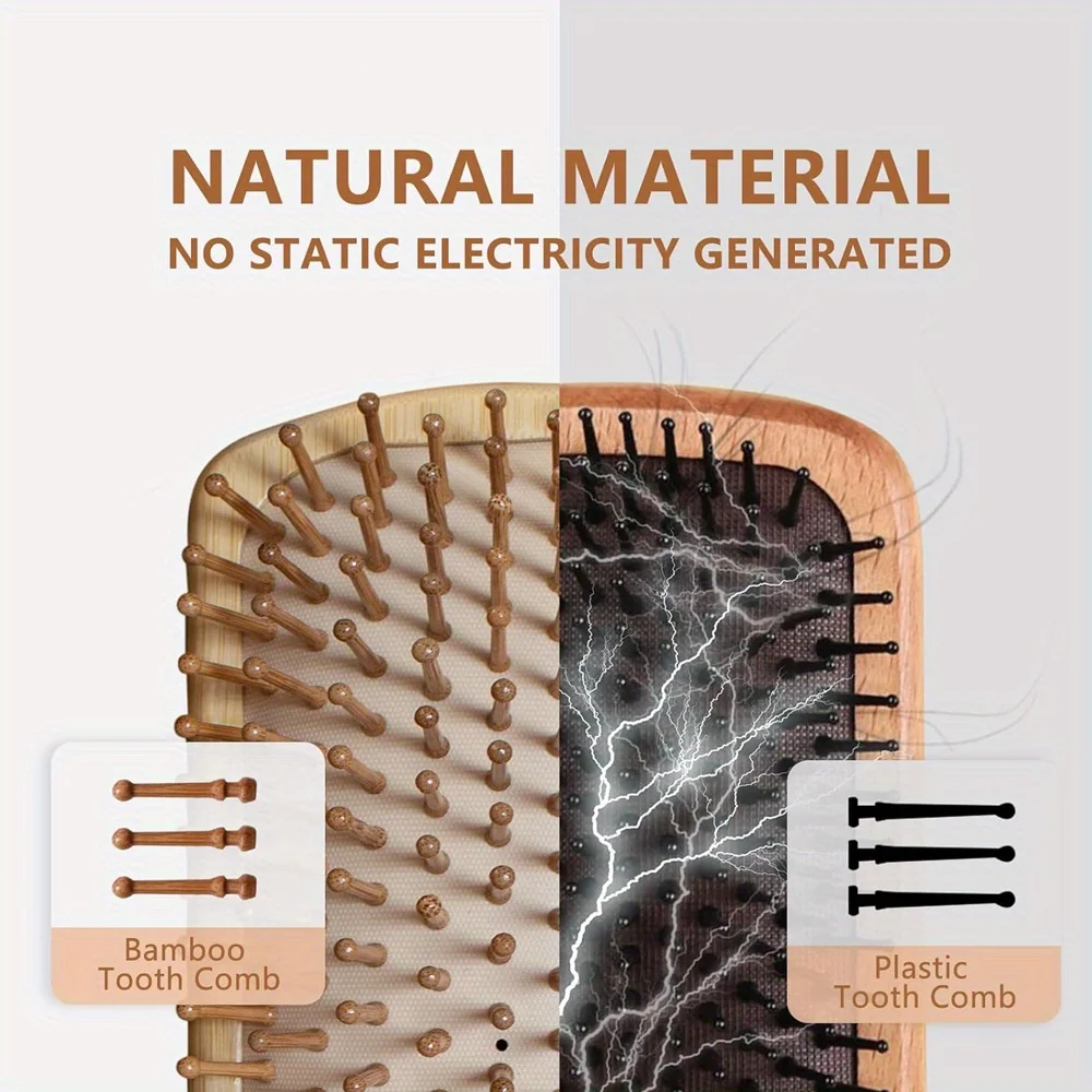 Natural Bamboo Paddle Air Cush - Bamboo Hair Brush recension och pris