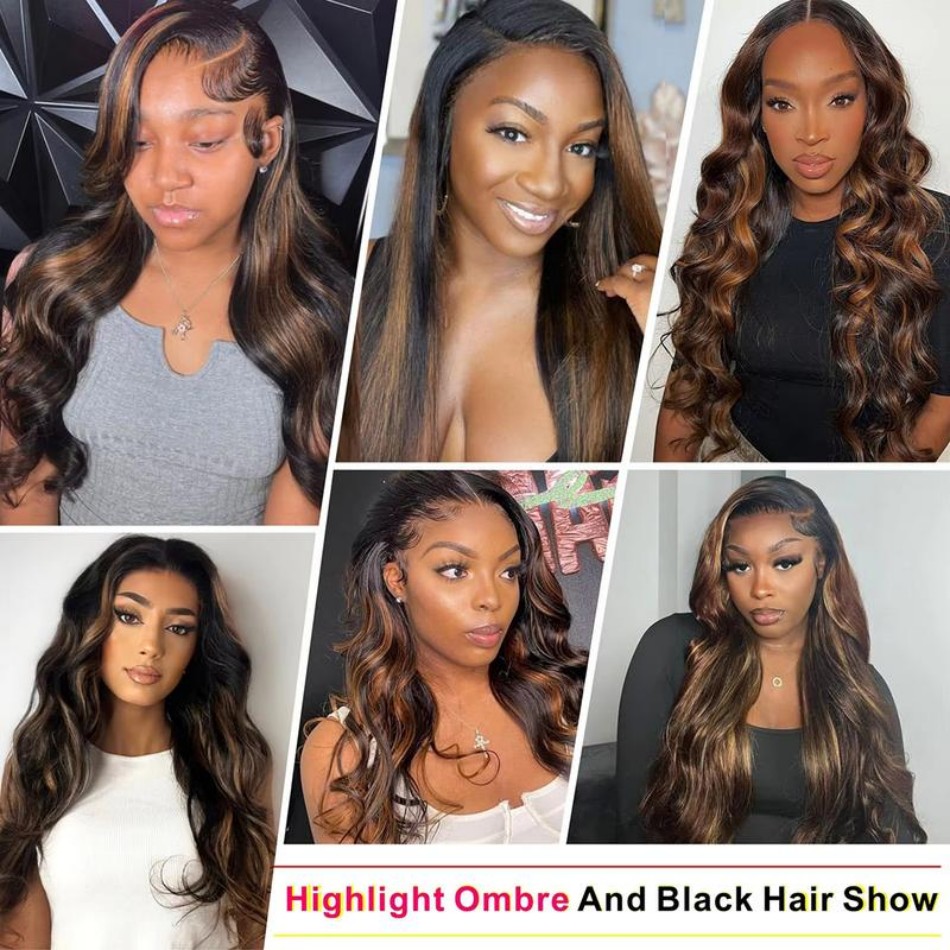 P1B30 Highlight Ombre Body Wav - Lace Front Wig recension och pris