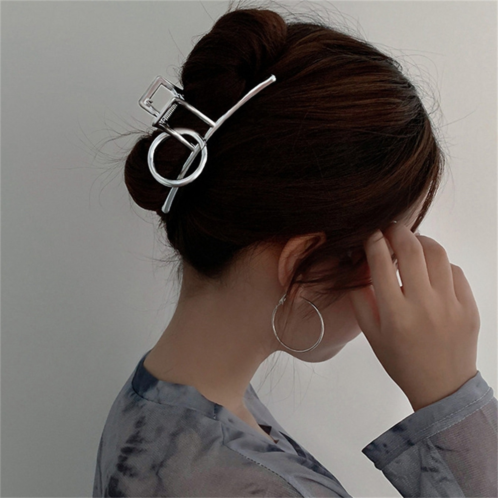 Silver Metal Large Hair Claw C - Hair Clip Claw Large recension och pris
