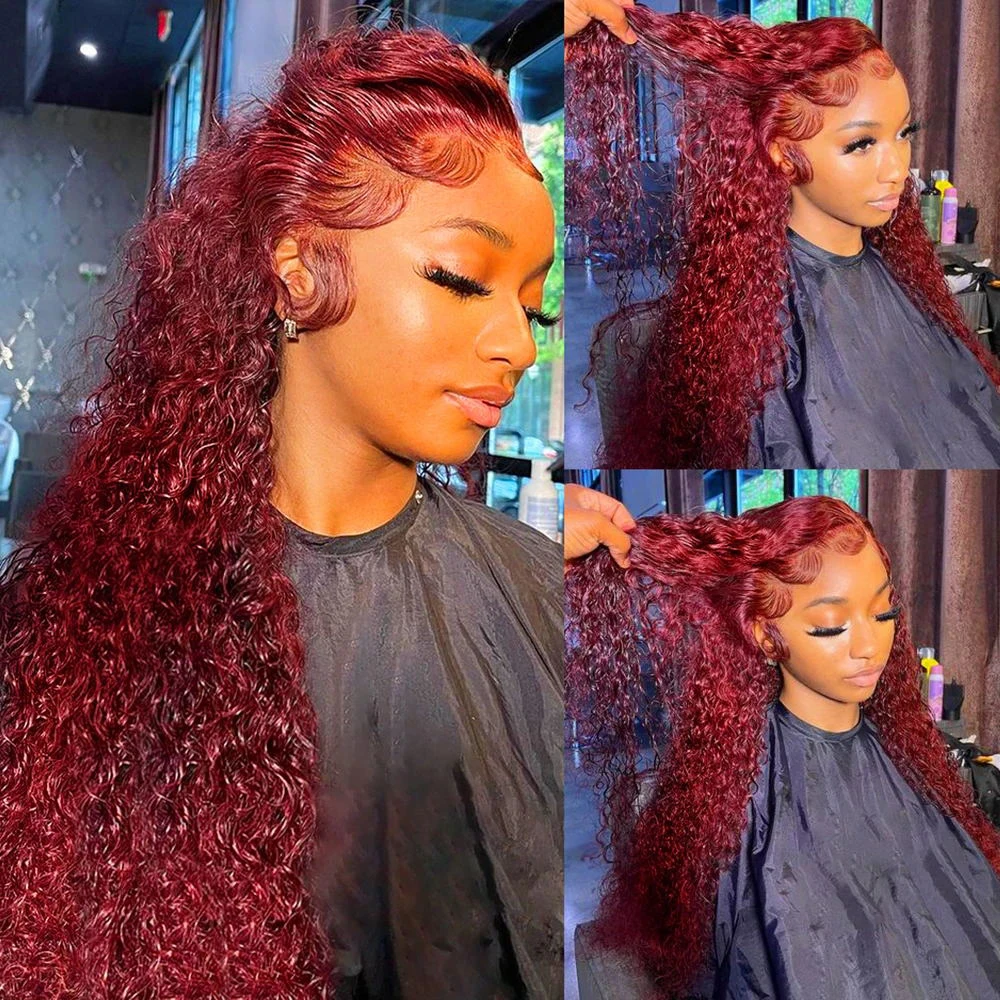 99J Burgundy Colored Deep Wave - Lace Front Wig recension och pris