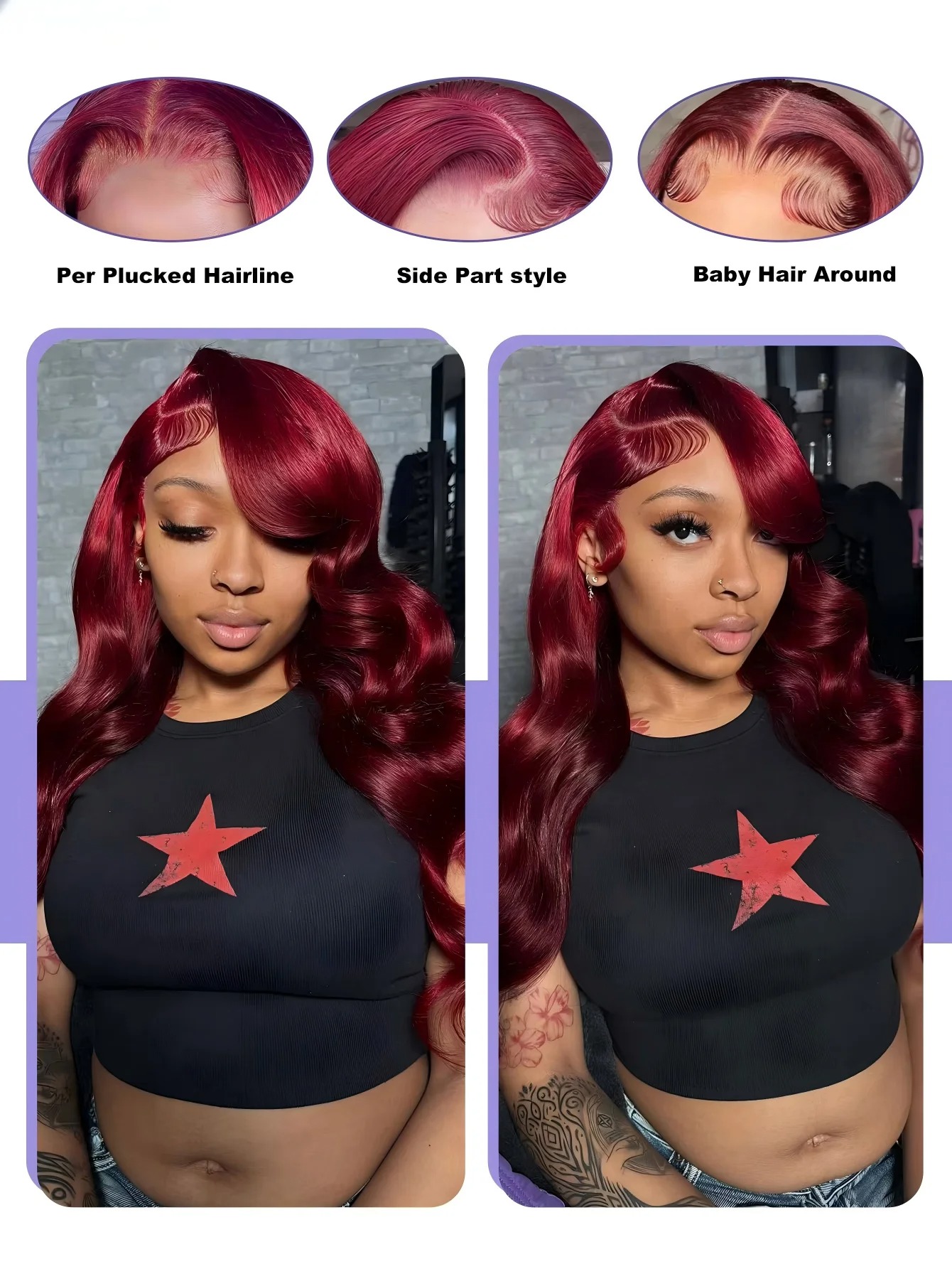 HD Transparent 99J Burgundy Bo - Lace Front Wig recension och pris