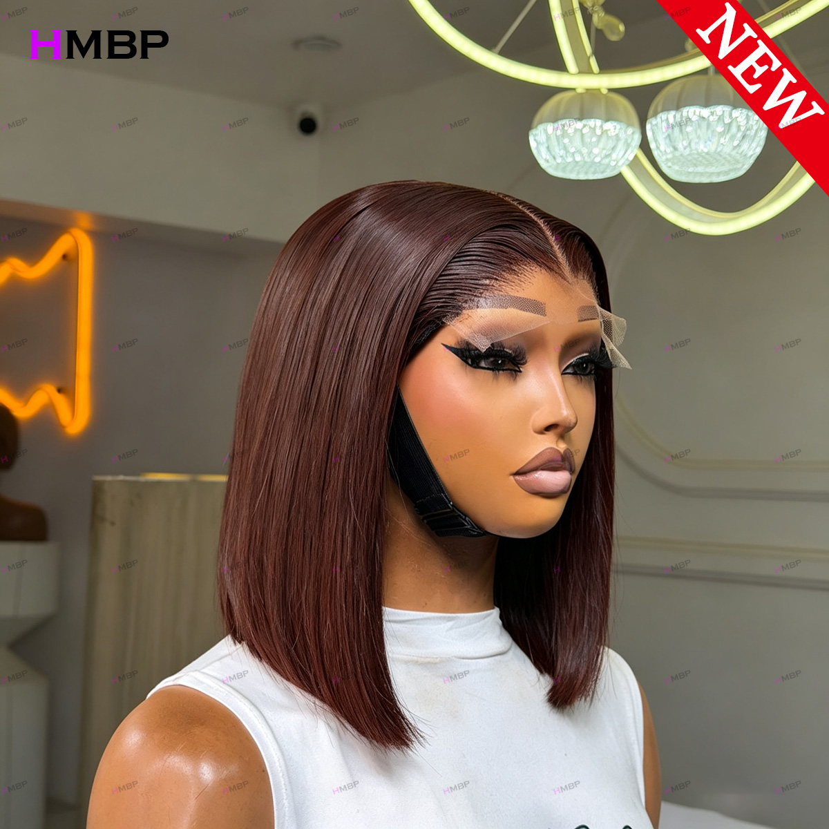#33 Dark Auburn Straight Bob W - Lace Front Wig recension och pris