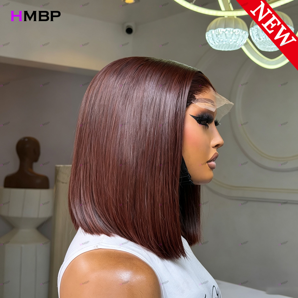 #33 Dark Auburn Straight Bob W - Lace Front Wig recension och pris